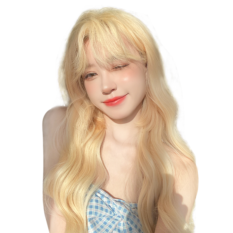 长发长卷发2022年新款夏季浅色系全头套 女团发色【香槟奶茶色】 发网