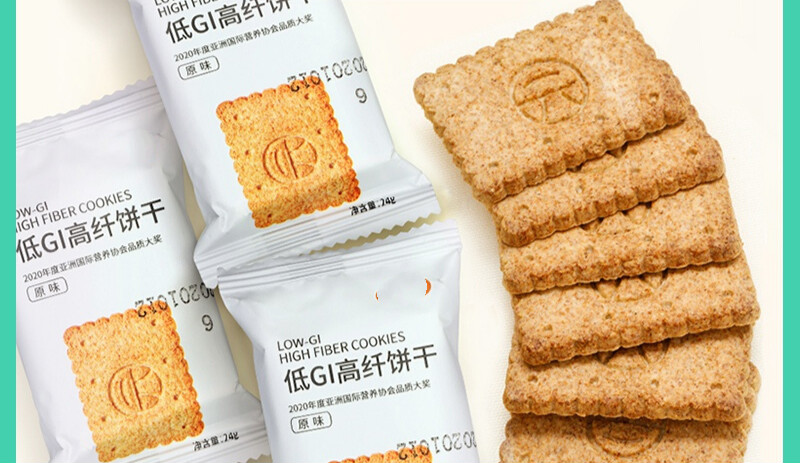 味优福高纤维全麦饼干粗粮杂粮无蔗糖低gi 奶香味500g/盒