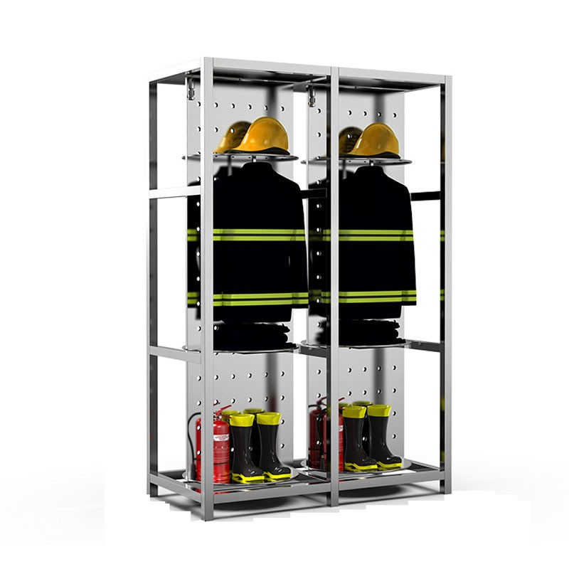 冠峰【201双人位360°旋转】不锈钢消防服双面可旋转战斗服防火服衣架