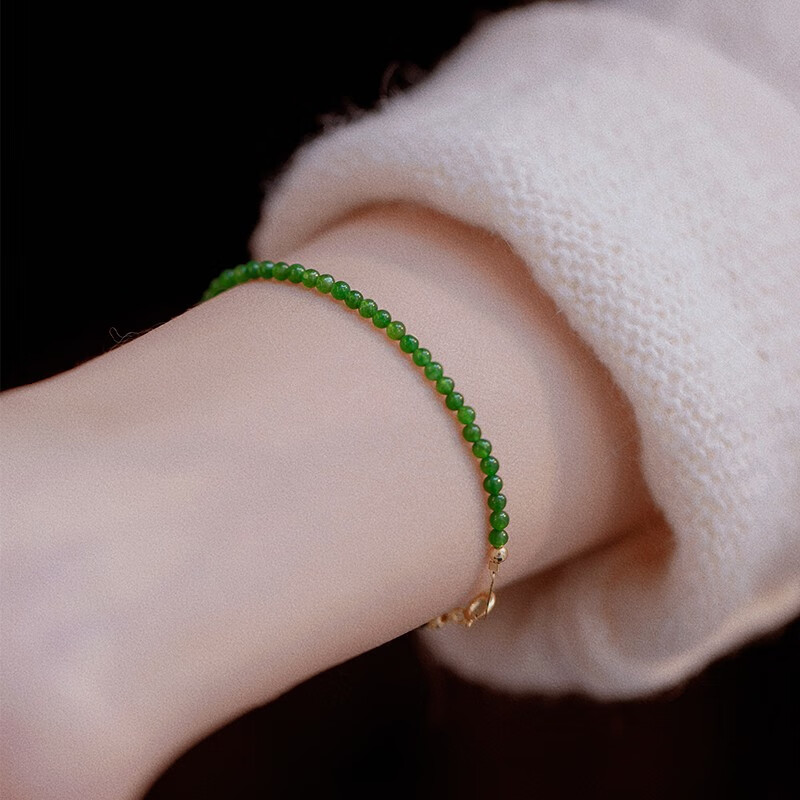 和乾玉绿玉髓小珠子细手链女生轻奢小众精致设计闺蜜感玛瑙手串生日