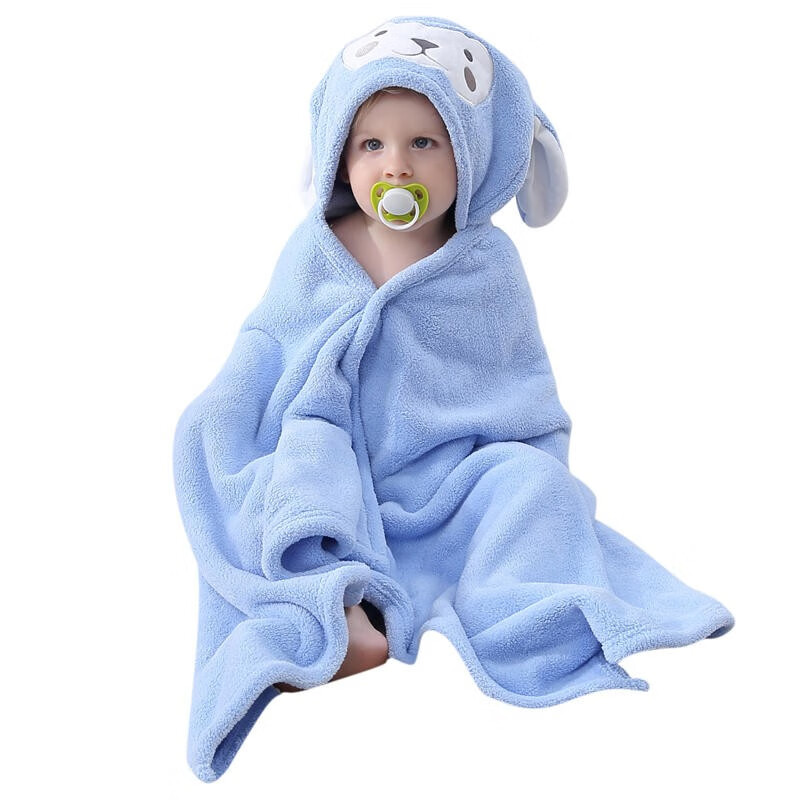 婴儿专用带帽浴巾(婴儿浴巾可穿可裹纯棉)