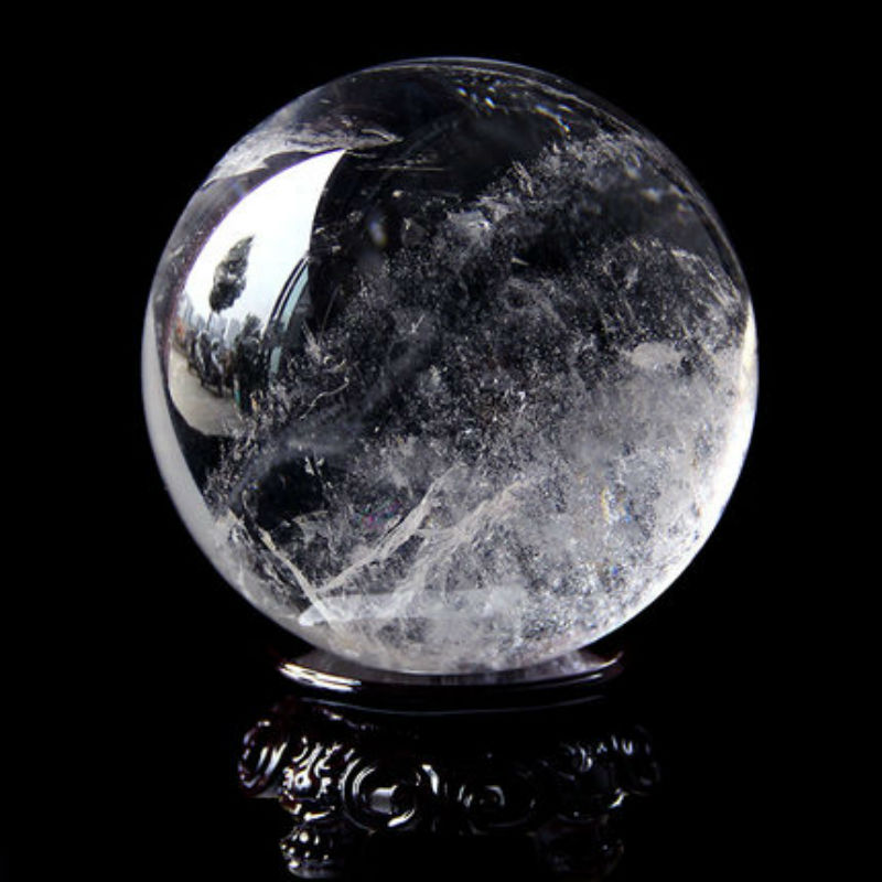天然水晶球摆件 天然白水晶球家居摆设 原石打磨水晶球 6厘米球摆件
