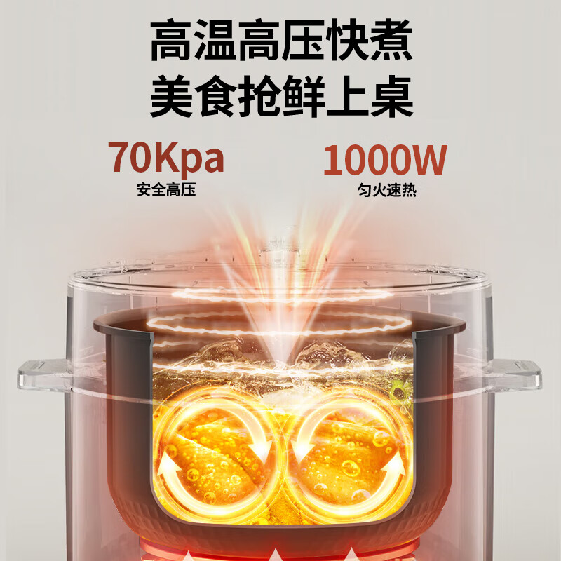 利仁（Liven）电压力锅  电高压锅 快煮高压锅 家用压力锅 家用大容量电压力锅全自动多功能不粘压力锅 【加深双胆】中途加菜开盖收汁 5L