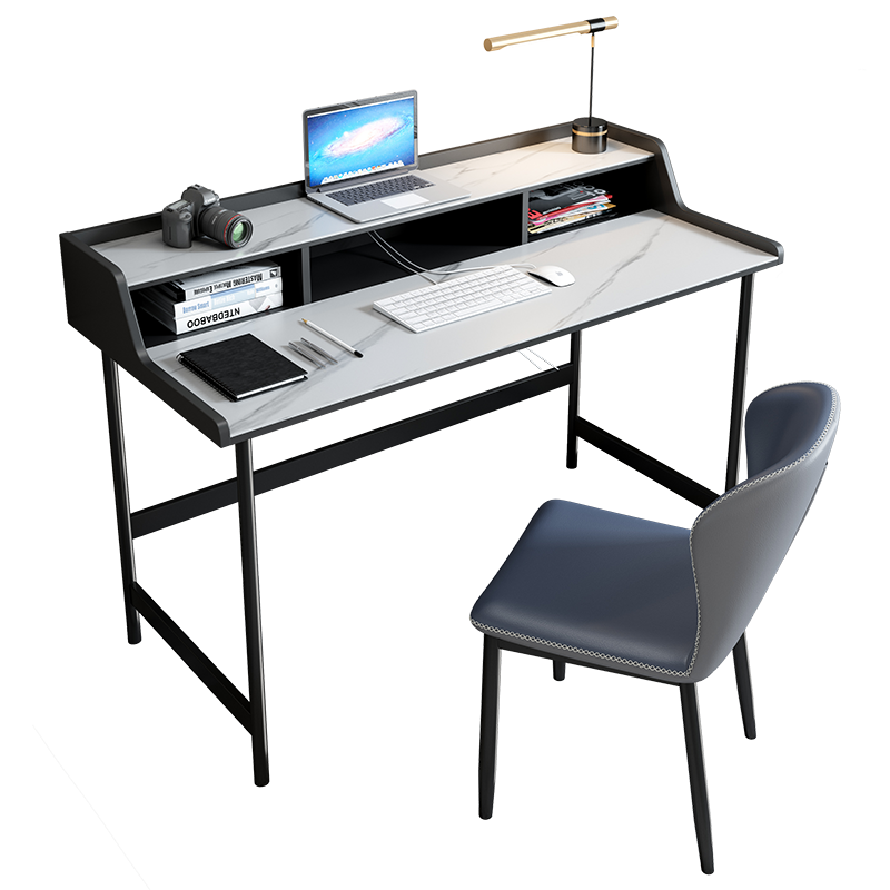 费杰罗 书桌 现代简约桌子电脑桌岩板桌面家用带抽屉写字办公桌 JYT2212# 0.8/1m书桌配椅