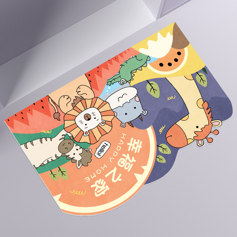 卡通入户门地垫进门玄关脚垫pvc可擦洗家用门口踩脚垫可裁剪 幸福小镇