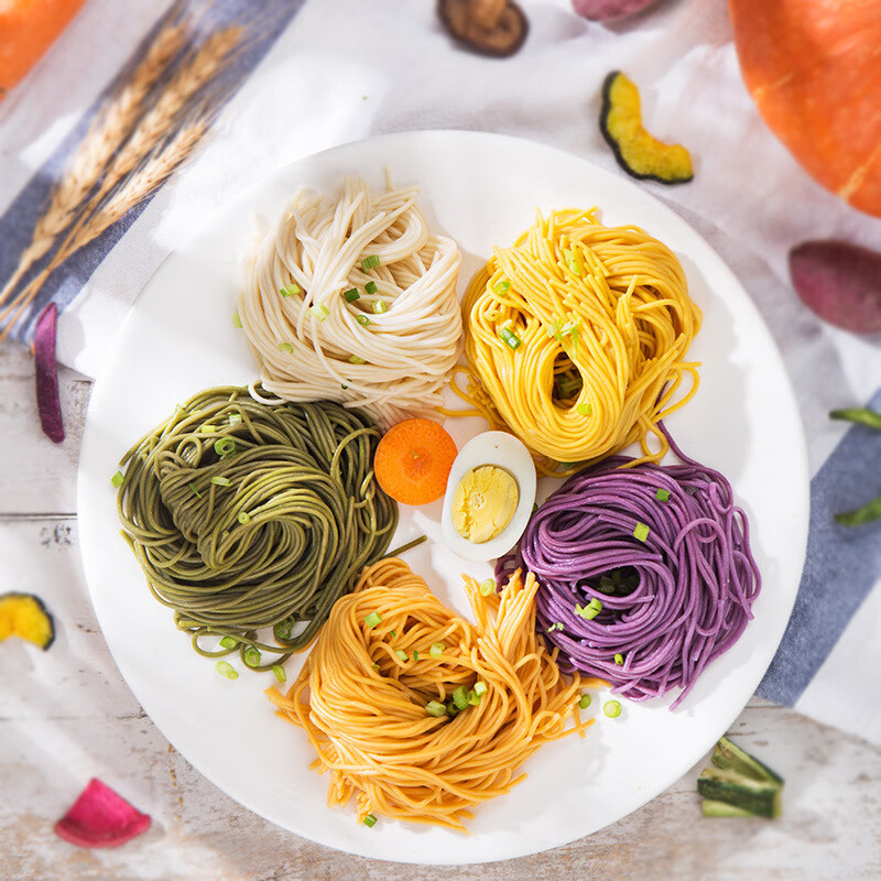 食尚烩火锅面菠菜南瓜胡萝卜紫薯小麦彩色细面条半干面 500g/袋