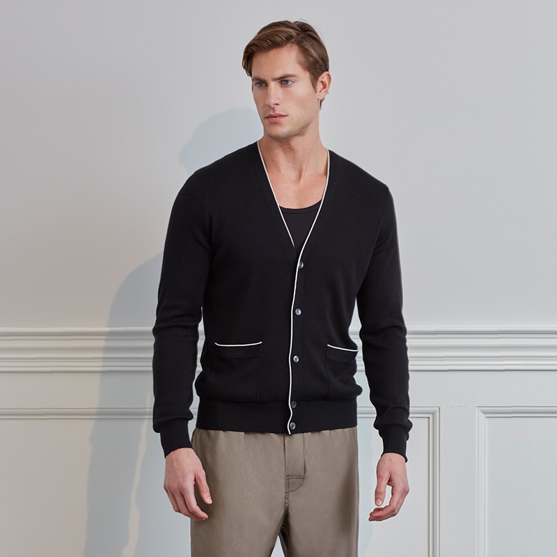 manito/曼尼陀 classic warm桑蚕丝羊绒 男士针织开衫秋冬保暖内搭 曜