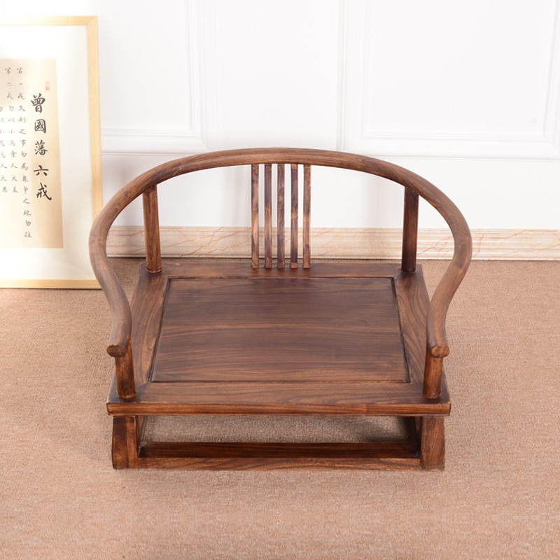 瑞呈堂榻榻米座椅木头新中式老榆木圈椅打坐禅椅全实木禅椅免漆烫蜡