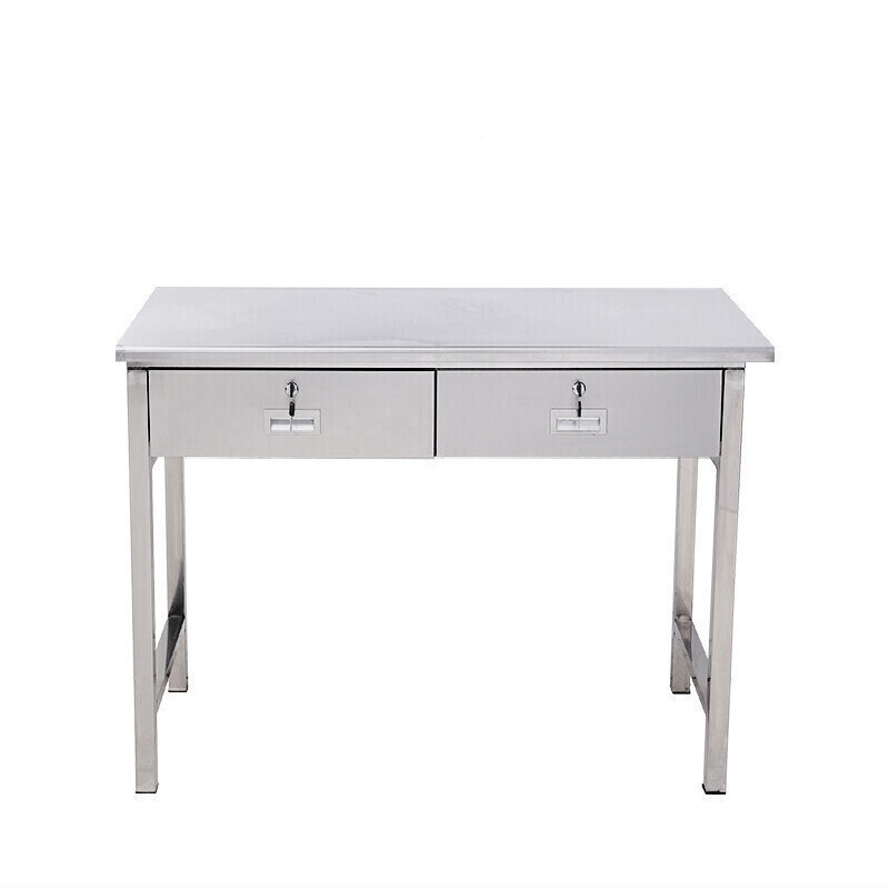 恒淼304不锈钢办公桌净化车间二斗方桌带抽屉锁实验室工作台 长1200宽