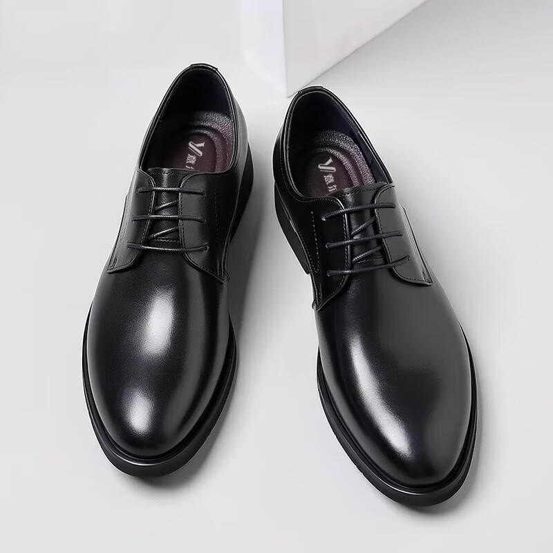 西域骆驼(vancamel)品牌男商务皮鞋男正装透气夏季休闲青年英伦黑色