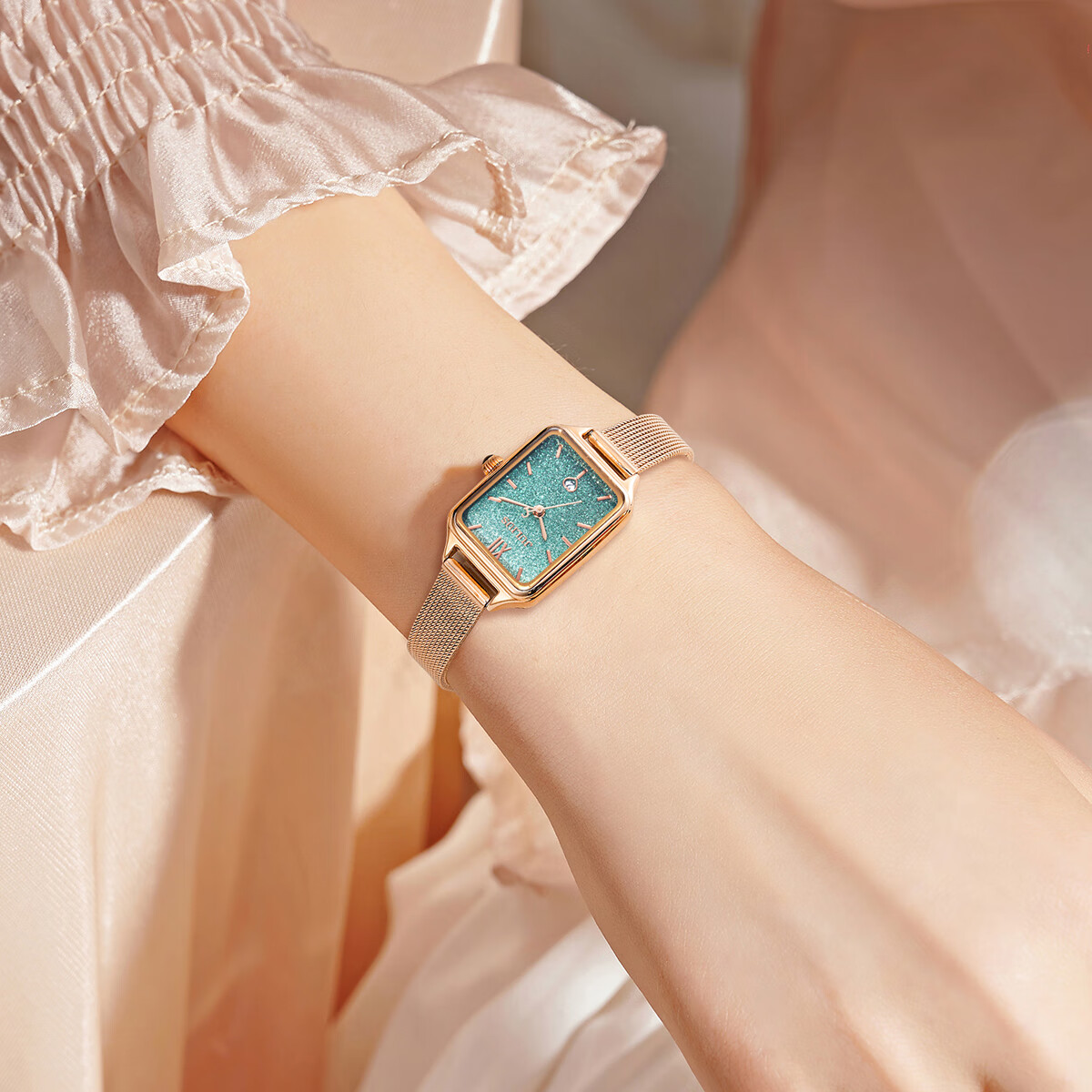 聚利時(Julius)手表女時尚禮盒漸變滿天星日歷時尚學生考試手表星空綠MGBB-1503B