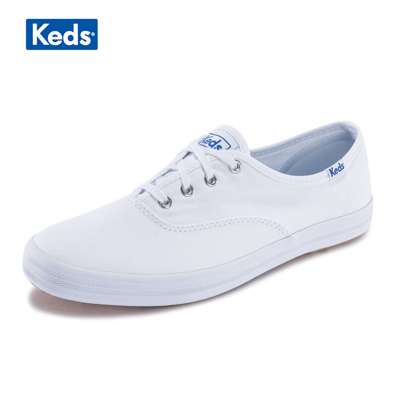 keds经典款小白鞋常青款帆布鞋女款小白鞋休闲百搭复古板鞋WF34000 白色 37.5