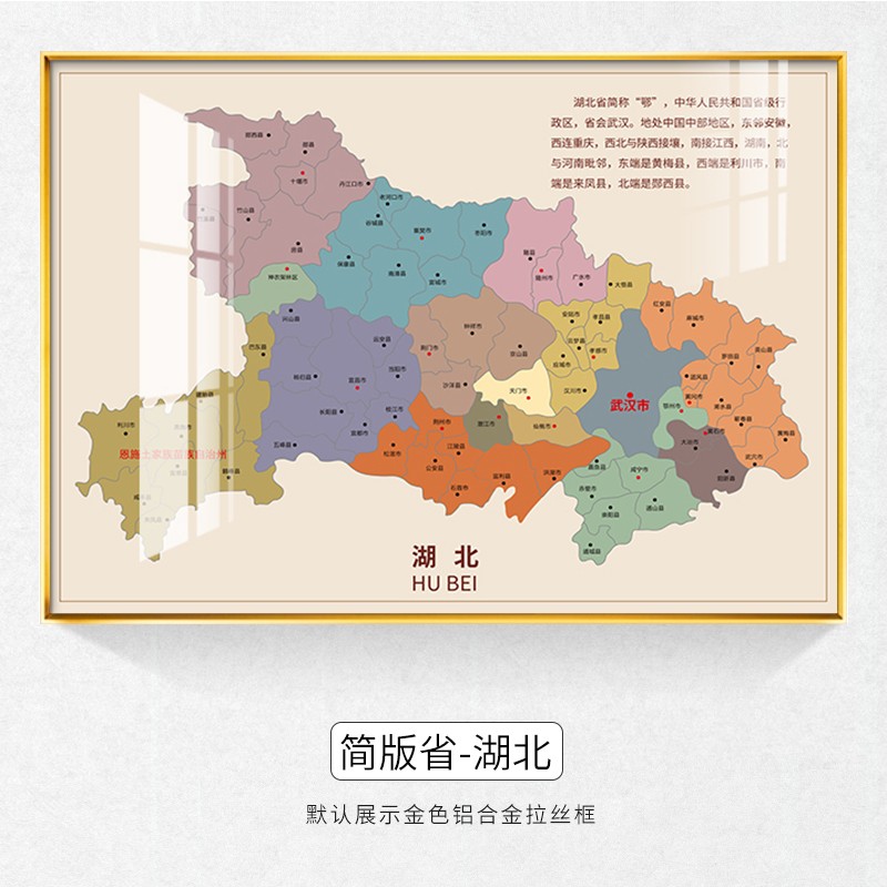 诺梵墨 中国地图挂图装饰画现代简约客厅墙壁画办公室书房北欧挂画晶