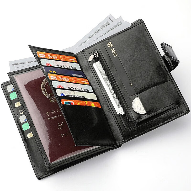 晴碧琳（Qbily）卡包男银行卡收纳证件驾驶证多卡位卡片钱包卡夹卡套护照本包 深咖色丨多功能证件包丨PU材质
