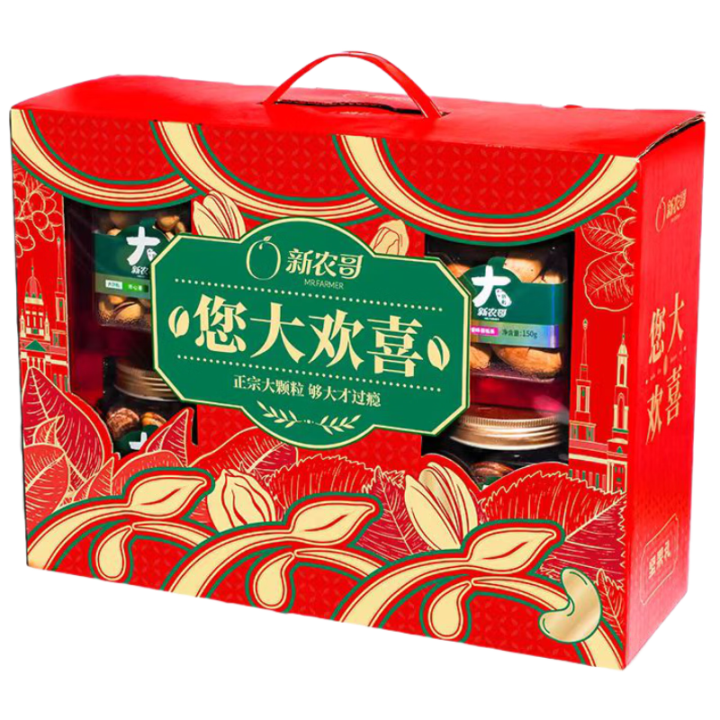 新农哥您大欢喜纯坚果礼盒920g混合坚果春节年货健康零食礼盒