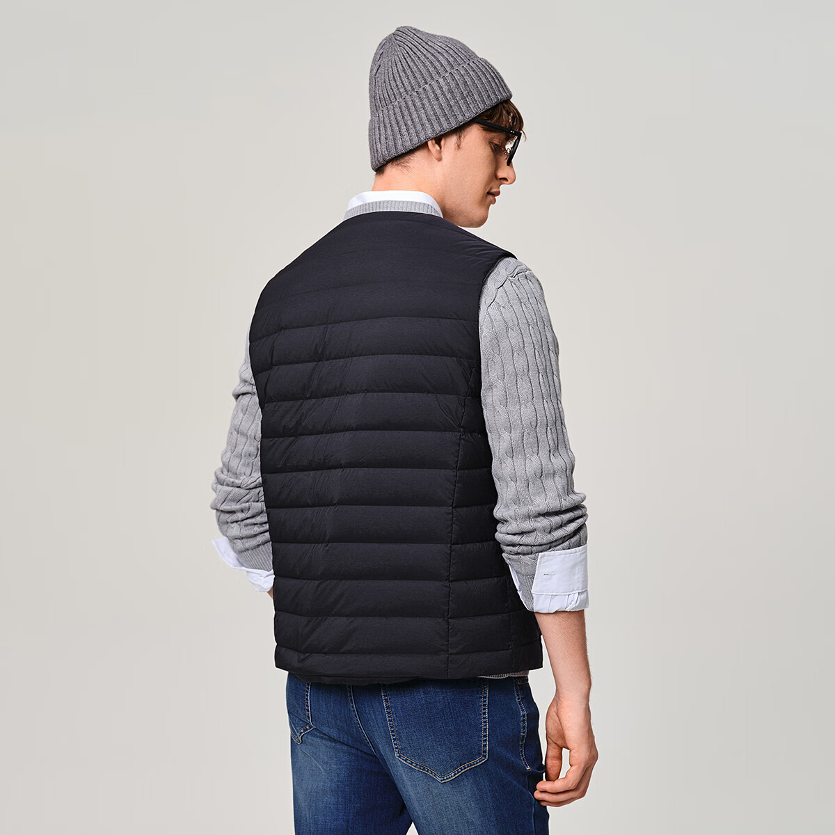 金利来三防耐脏休闲男冬季保暖内穿无袖羽绒马甲背心外套VDR0113-NK105 藏青色 XL