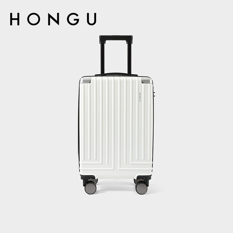 红谷行李箱拉杆箱男女通用万向轮密码箱旅行箱生日礼物 白色拉链 20