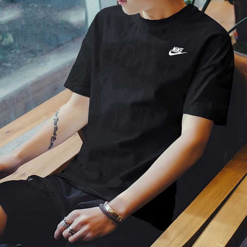 耐克(nike)跑步短袖男装夏针织印花休闲服透气宽松大码上衣运动纯棉