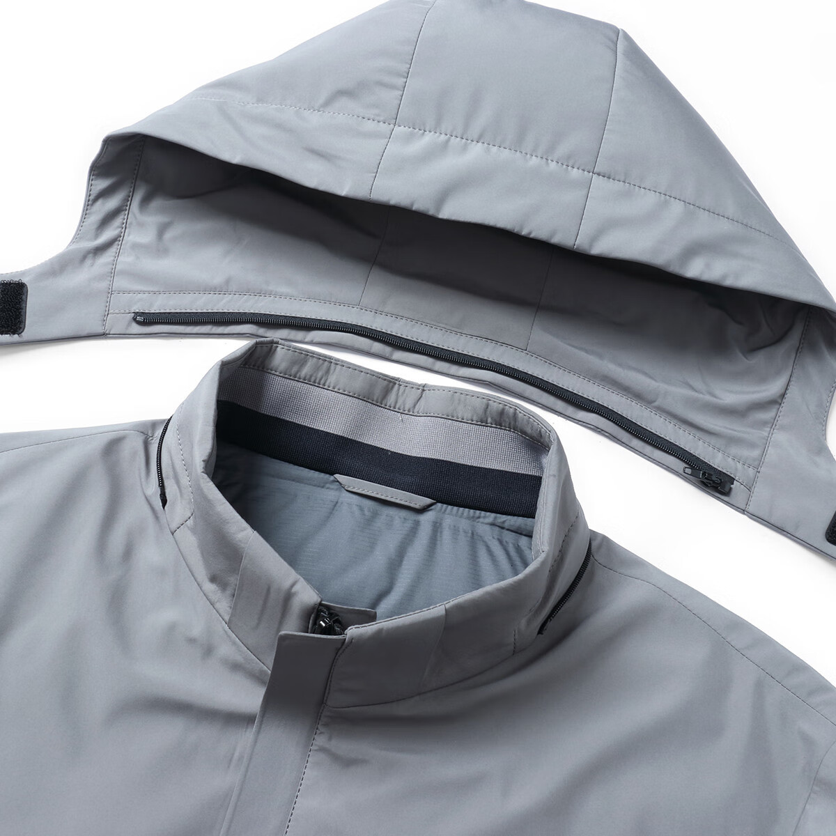 BOSSSUNWEN【蓬松保暖】冬季推荐商务休闲防风可拆卸连帽纯色长袖男式羽绒服 浅灰 170/92A(M)