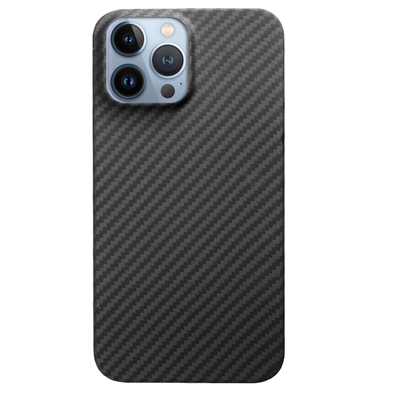 Pinkson 苹果13ProMax手机壳iPhone13凯夫拉碳纤维芳纶保护套商务超薄磨砂13PM防摔简约 【黑色-覆盖镜头款】 【苹果13ProMax】