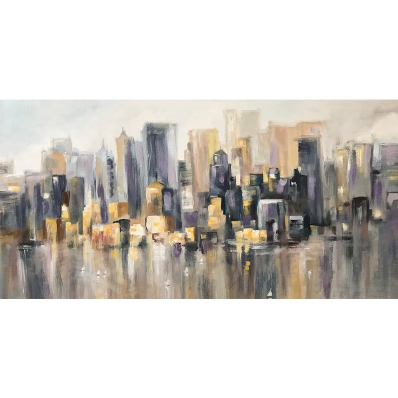 (繁华都市) 无框画 美院级手绘油画 60*120cm
