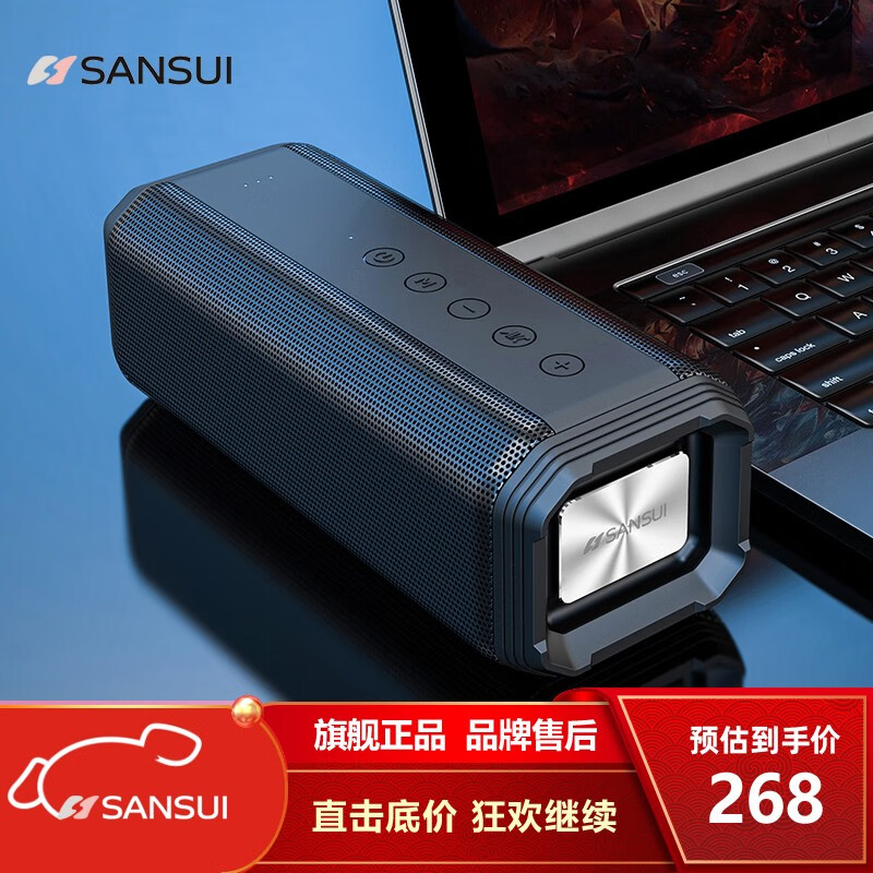 山水（SANSUI） 无线蓝牙车载迷你插卡小音响音箱桌面电脑手机重低音炮大音量户外便携式家用 黑色【蓝牙5.0+重低音】