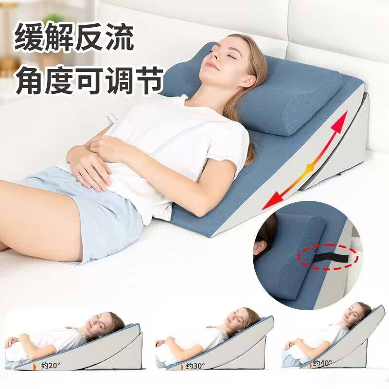 逸康（EASYCARE）胃食管反流斜坡垫老人孕妇半躺靠垫枕头护理术后斜躺软包床头靠背 多功能加长可调节靠垫-雾霾蓝 含枕芯