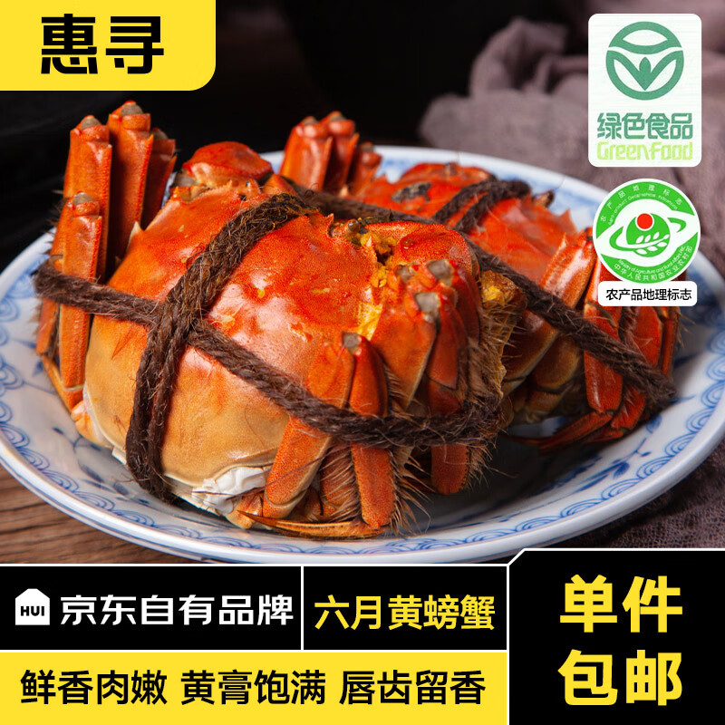 惠寻京东自有品牌 大闸蟹六月黄1.7-2两8只 鲜活螃蟹生鲜水产去绳足重