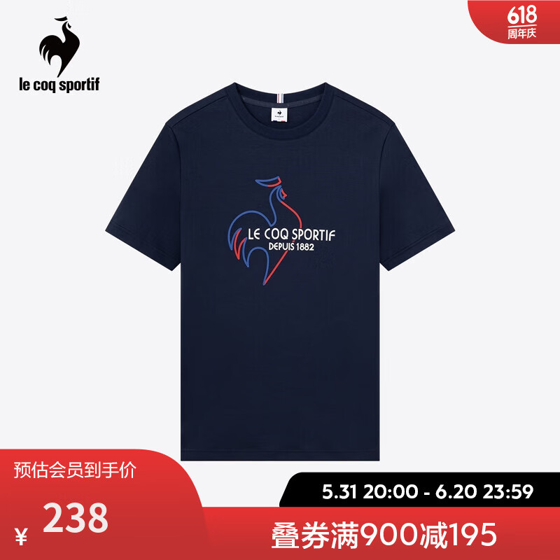 乐卡克法国公鸡男款2024夏季新品三色系列短袖T恤L241MCNA0314 藏青色/D01 2XL