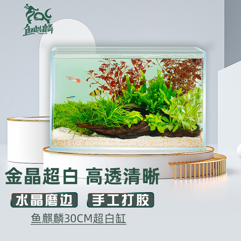 鱼麒麟  超白缸水族箱造景缸草缸裸缸桌面鱼缸小型乌龟缸虾缸30cm