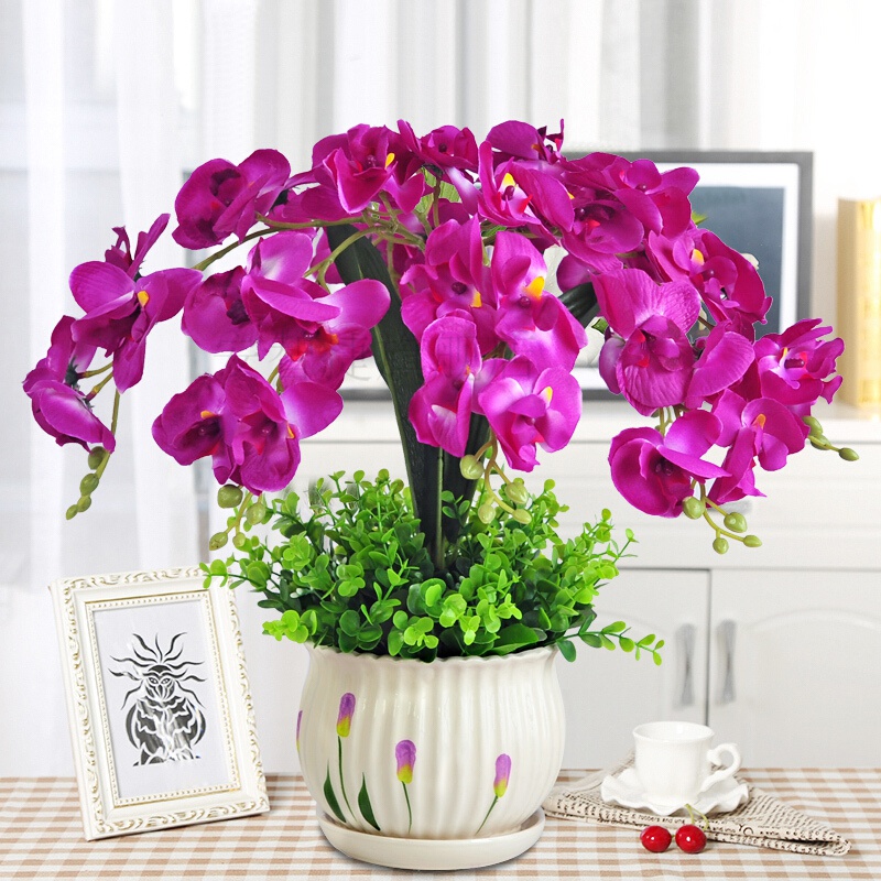 蝴蝶兰仿真花假花仿真花套装蝴蝶兰花假栽客厅电视柜装饰花客厅室内