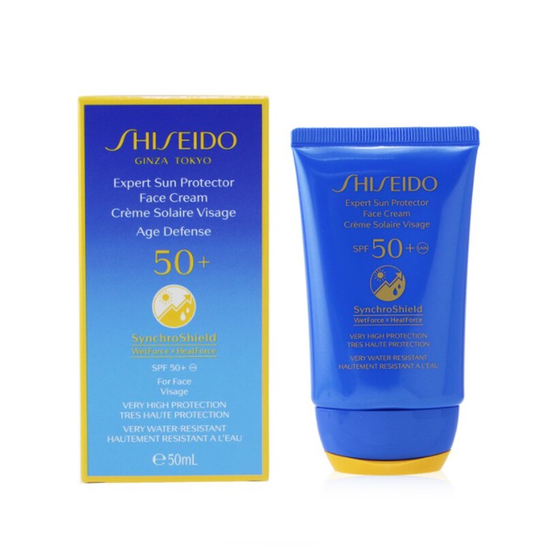 资生堂（Shiseido）蓝胖子防晒霜SPF50隔离新艳阳夏臻效水动力防晒乳 面部50ml（法国版）23.10.16