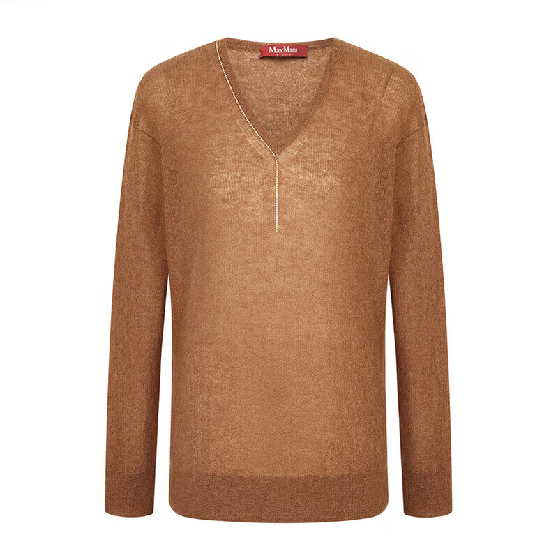 MAX MARA  女士修身V領(lǐng)針織衫毛衣 棕色 FLINT 011 S