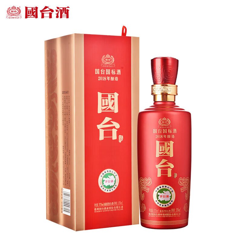 国台 国标酒 高度白酒 酱香型白酒 贵州茅台镇宴请送礼好酒 53度 375mL 1瓶 （2018年酿造）