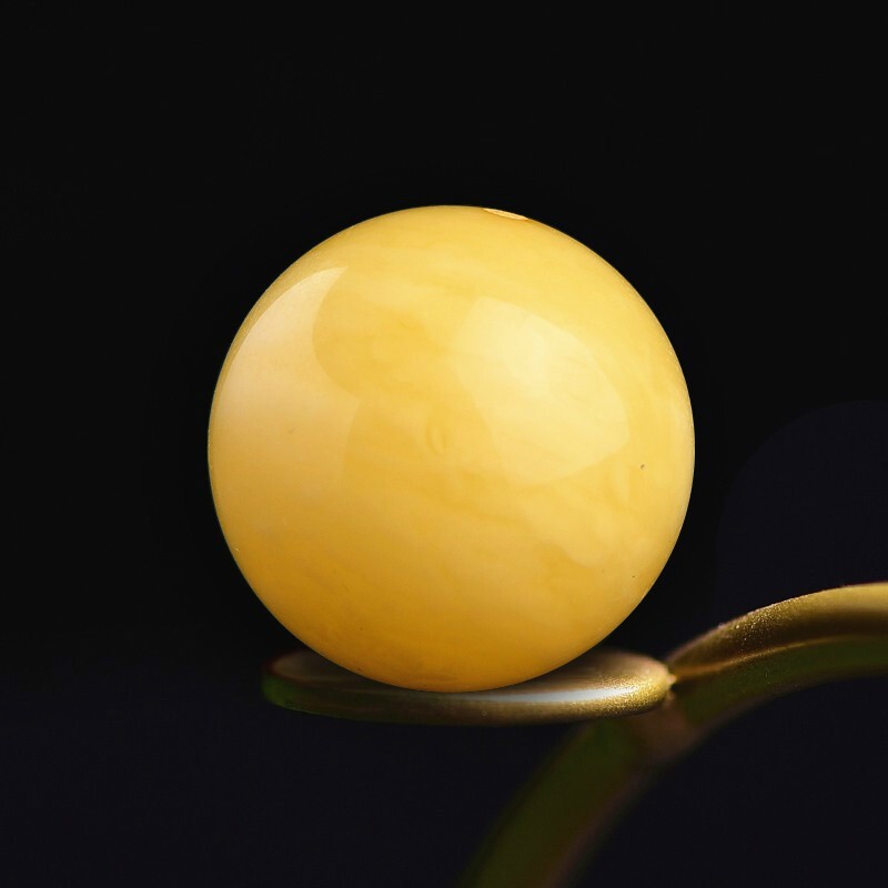 豪珠 天然原矿无优化鸡油黄新蜜蜡散珠圆珠 多宝佛珠手串单珠星月配饰