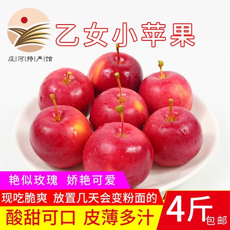 [庄河特产馆]东北乙女红小苹果101小苹果海棠果新鲜水果鸡心果123小苹果沙果龙丰果. 精选大果（4斤）