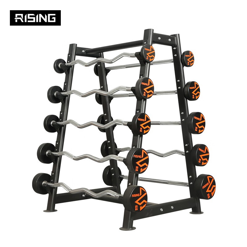 锐思（RISING）固定杠铃 健身房商用直杆曲杆小杠铃套装 10kg-30公斤直杆曲杆各5只+架子套装