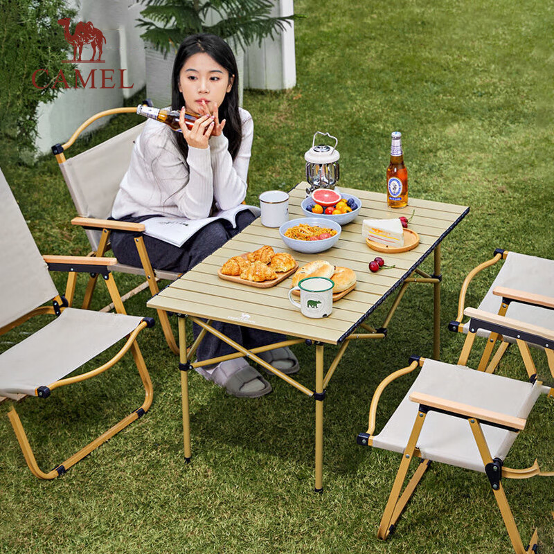 CAMELCROWN户外折叠桌便携式露营桌椅套装碳钢野餐桌子