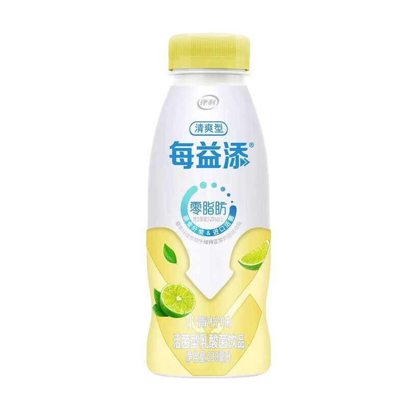 伊利每益添活性乳酸菌饮品0脂肪原味小白乳小青柠味含乳饮料 混合8瓶【四种口味混合8瓶】