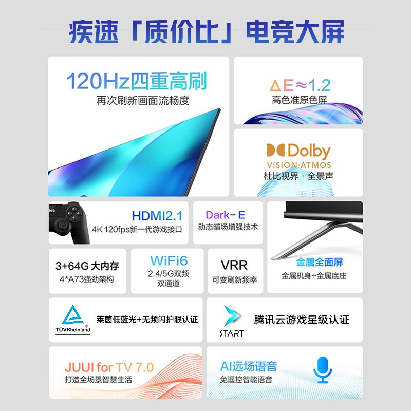 海信Vidda 65英寸游戏电视120Hz高刷新3+64GB超薄液晶平板智慧屏X65以旧换新 询客服享好礼