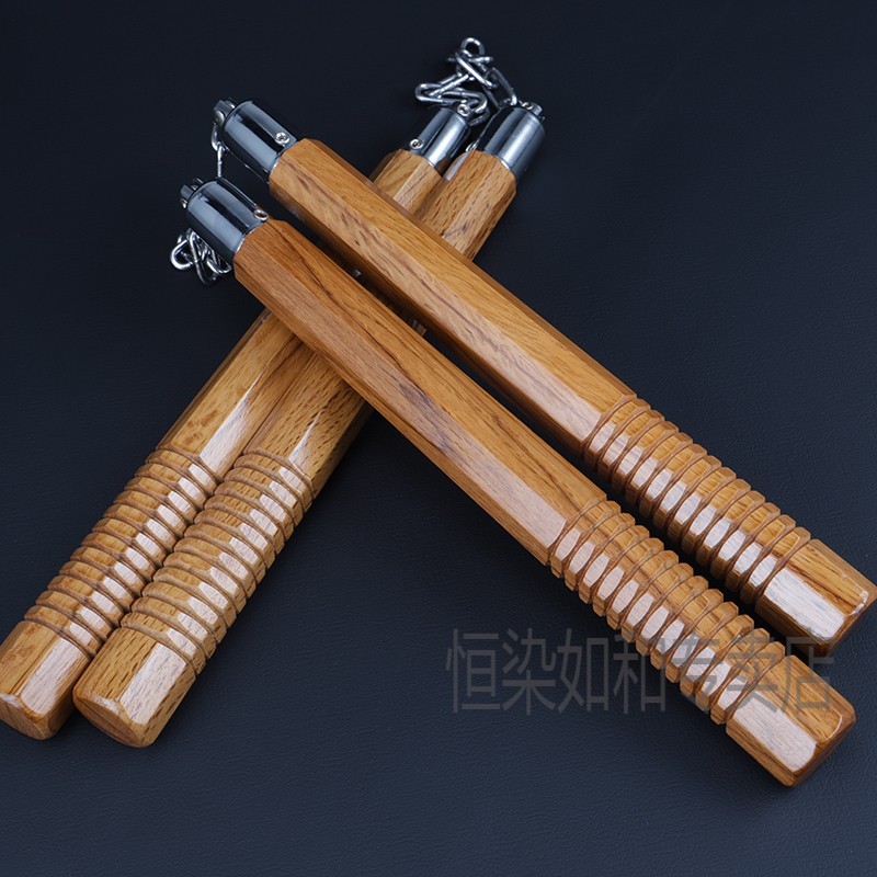 八邊菱形雙截棍實木實心雙節(jié)棍實戰(zhàn)表演防身初學者木頭練習二節(jié)棍 八邊形實木雙節(jié)棍+