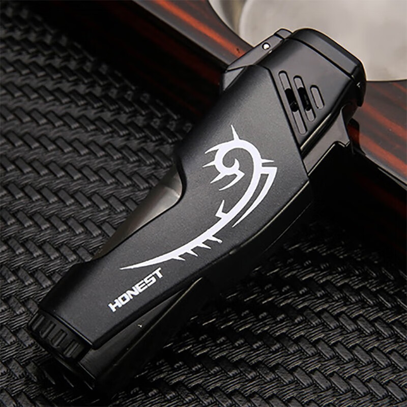 mai奥麦金乔双直冲防风金属打火机创意电子点火蓝焰可视窗打火机 黑色