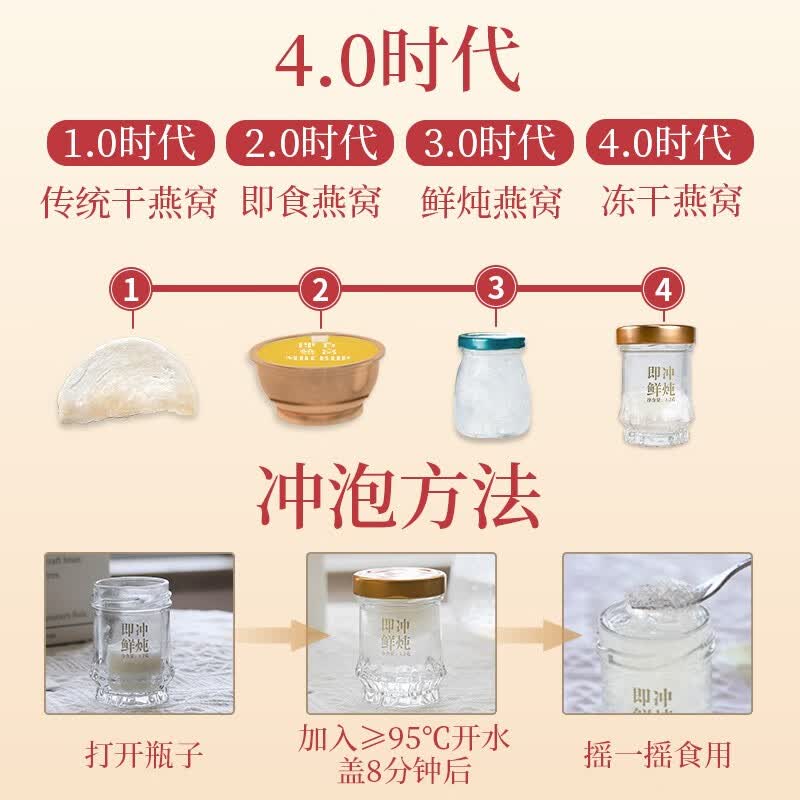 好氏燕相约冻干鲜泡燕窝即冲即食冰糖燕窝食品礼盒装送礼 燕相约即冲鲜炖 8瓶*1盒