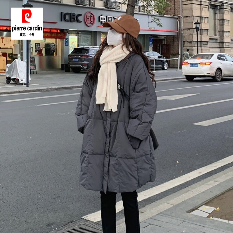 皮尔卡丹(pierre cardin)轻奢高档蝙蝠袖羽绒服女2023新款中长款时尚