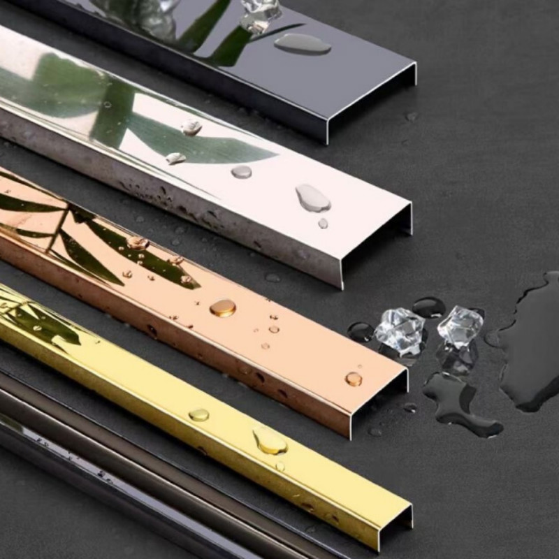 不锈钢u型卡槽吊顶背景墙金属条 瓷砖橱柜免漆板封边收边包边扣条不包