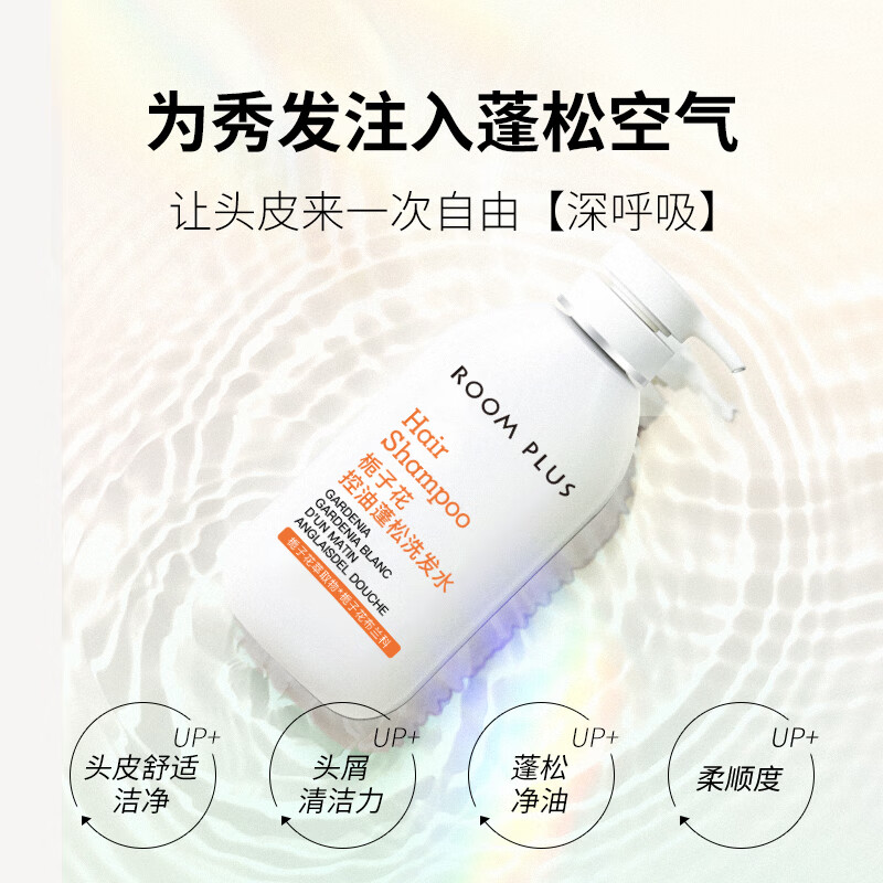 room plus白栀子花香沐浴露洗护套装洗发水男女香氛清爽清洁 去屑洗发+控油洗发