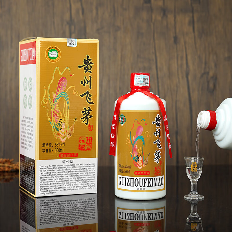 酱之春贵州飞茅酒 海外版 酱香型白酒纯粮食酒53度高粱原浆老酒送礼 53度 500mL 6瓶