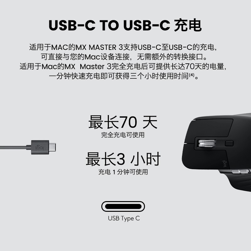 罗技MX Master 3/ MX Anywhere 3无线蓝牙双模鼠标苹果家用办公电脑笔记本 【MX Master 3】MAC版黑