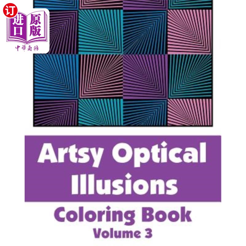 海外直订artsy optical illusions coloring book 艺术性的视觉错觉