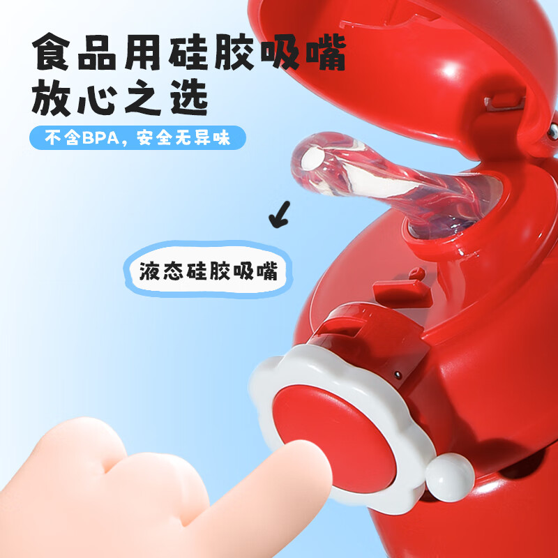 富光儿童保温杯幼儿园宝宝水杯小学生专用便携防摔吸管杯可爱生日礼物 550ml圣诞红
